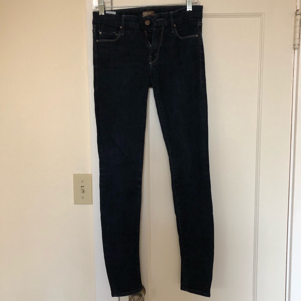 MOTHER 26 Mid rise dark wash skinny denim jeans